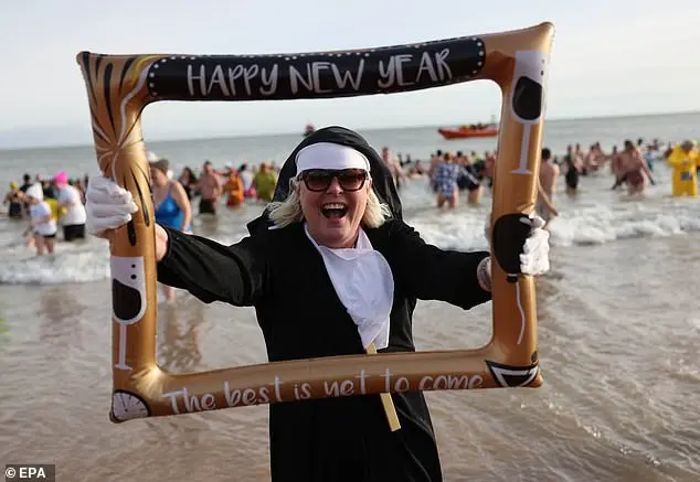 Community Celebrates New Year's Day with Icy Dip in North Tyneside Despite Cold Conditions