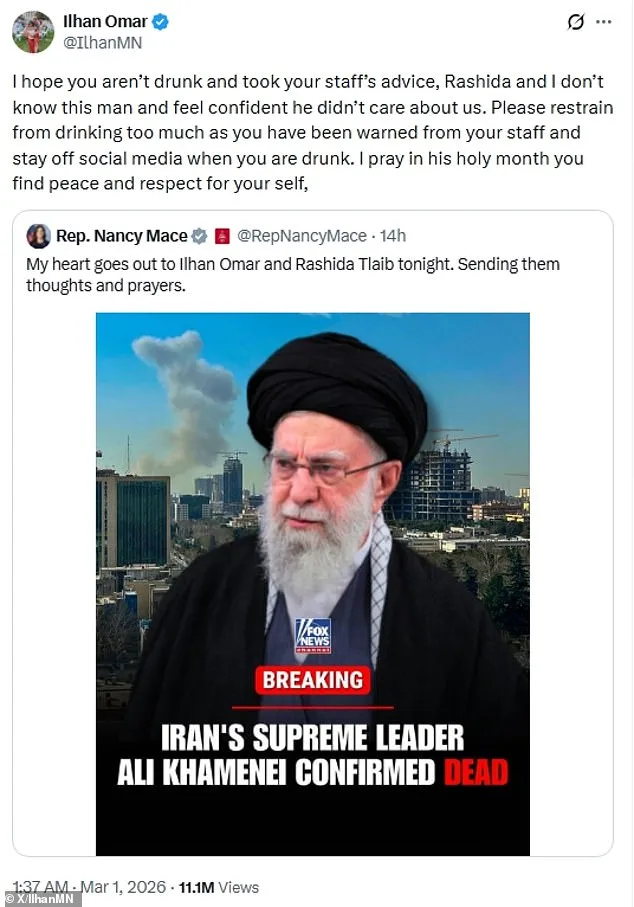 Congresswomen Mace and Omar Trade Barbs Amid Deadly U.S.-Israel Strike on Iran