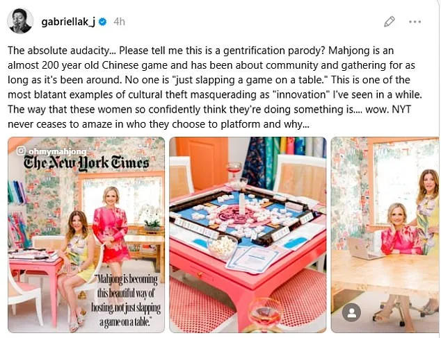 Gabriella Karefa-Johnson Calls Out New York Times for Cultural Appropriation in Interior Design Article Featuring Mahjong
